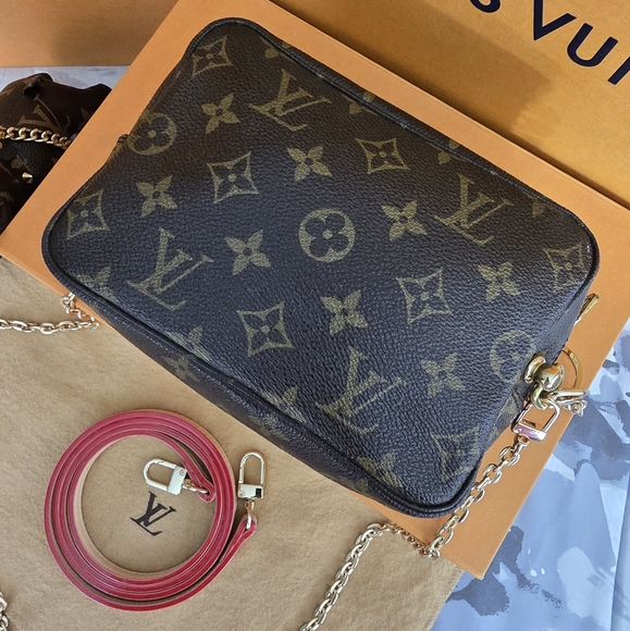 VINTAGE Louis Vuitton Monogram Trousse 18 Cosmetic Pouch Women's Crossbody Bag🤎 - Picture 9 of 17